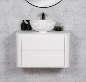 Szafka łazienkowa biała 80cm LILIA SMOOTH z umywalką