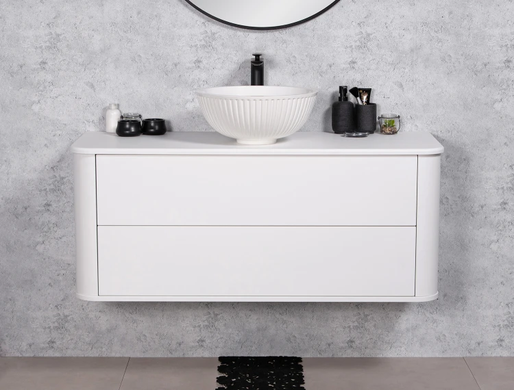Biała, matowa szafka łazienkowa 120 cm Lilia Smooth