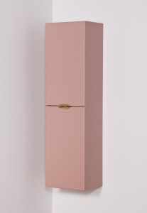 Regał łazienkowy pudrowy róż 40x143,5cm MAGNOLIA - złote uchwyty