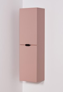 Regał łazienkowy pudrowy róż 40x143,5cm MAGNOLIA - czarne uchwyty