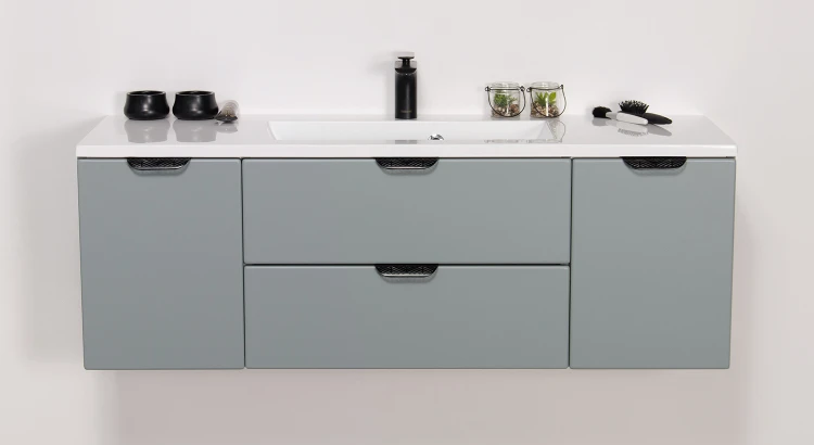 Podwieszana szafka łazienkowa 120cm kolor miętowy seria Magnolia