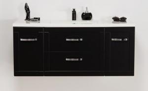 Szafka łazienkowa czarna 121cm MEIVA z umywalką