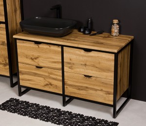 Szafka łazienkowa loftowa 120cm NEW YORK z umywalką czarną mat