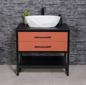 Szafka łazienkowa ceglasta 80cm NEW YORK GOLD z umywalką białą