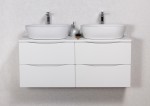Biała szafka 120 cm z dwiema ceramicznymi umywalkami