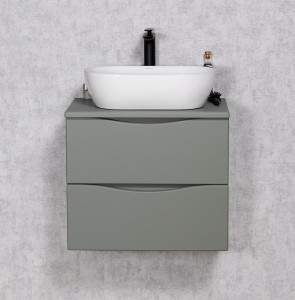 Szafka łazienkowa szałwiowa 60cm ONDA z umywalką białą