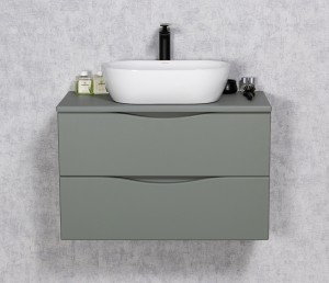 Szafka łazienkowa szałwiowa 80cm ONDA z umywalką białą