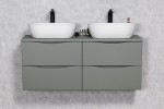 Szałwiowa szafka łazienkowa 120 cm z dwiema ceramicznymi umywalkami