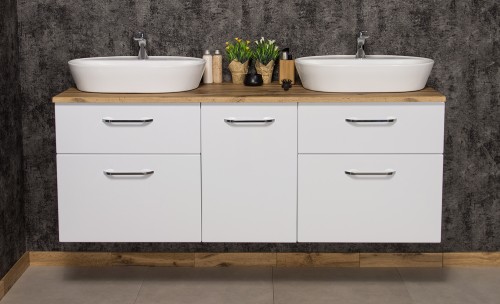 Zestaw modułowych szafek łazienkowych białych 160 cm