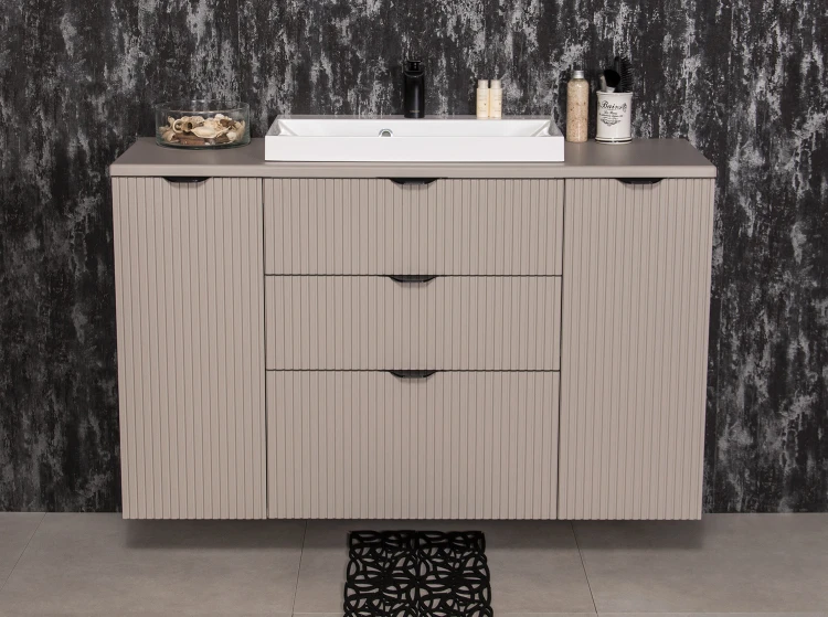 Elegancka szafka łazienkowa kolor beżowy szerokość 120 cm