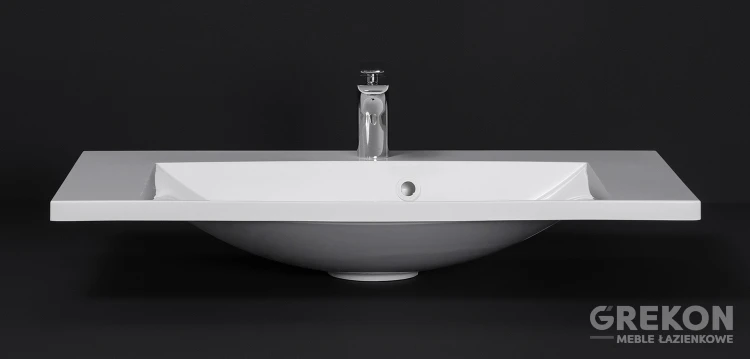 Głęboka biała umywalka 80 cm wykonana z konglomeratu