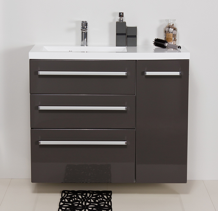 Szafka FKS-S-U90/39/3L + umywalka Clever-900L biała