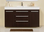Elegancka matowa szafka w kolorze wenge z białą dolomitowa umywalką seria Fokus