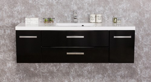Czarna połyskowa szafka łazienkowa 140 cm