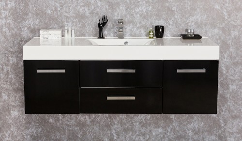 Czarna podwieszana szafka łazienkowa 140 cm
