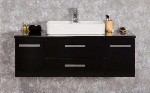 Szafka łazienkowa czarna 120cm FOKUS NEW z blatem i umywalką