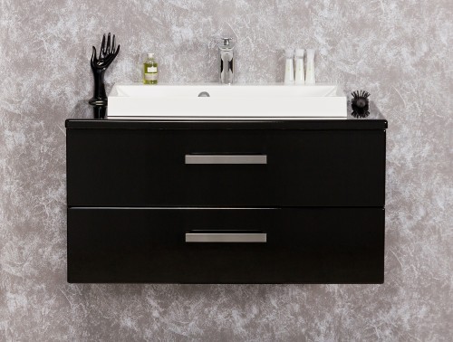 Czarna elegancka szafka łazienkowa 80 cm