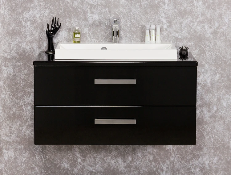 Czarna elegancka szafka łazienkowa 80 cm