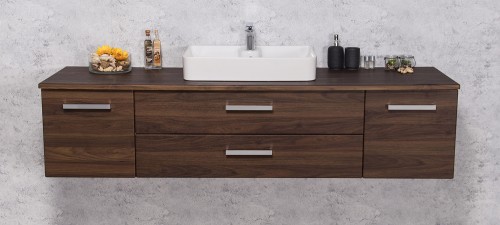 Elegancka i nowoczesna szafka łazienkowa z białą ceramiczną umywalką