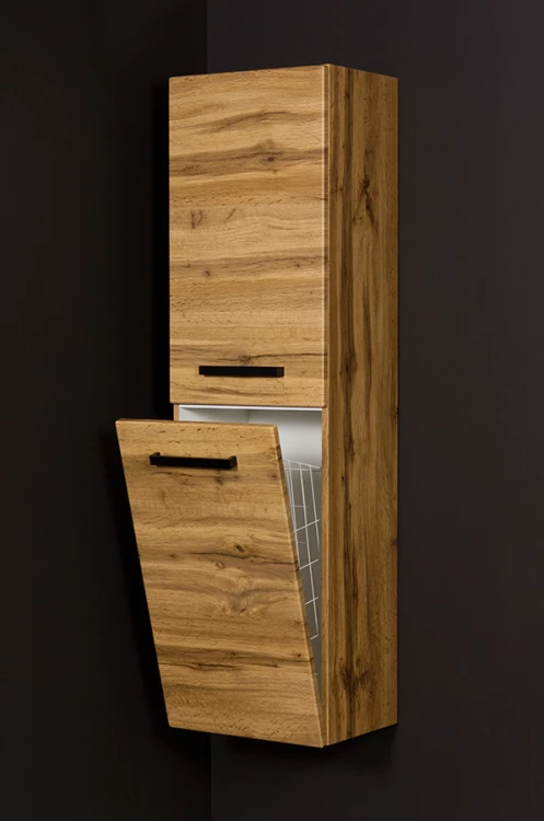 Regał łazienkowy dąb naturalny 40x143,5cm FOKUS LOFT z koszem