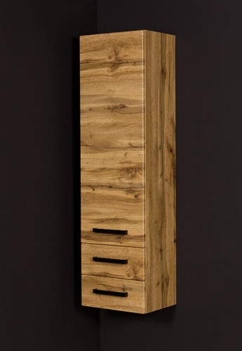 Regał łazienkowy dąb naturalny 40x143,5cm FOKUS LOFT z dwiema szufladami