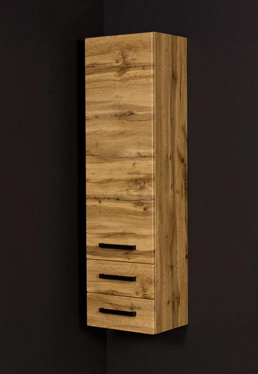 Regał łazienkowy dąb naturalny 40x143,5cm FOKUS LOFT z dwiema szufladami