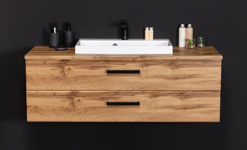 Nowoczesna i elegancka szafka łazienkowa w kolorze naturalny dąb szerokość 120 cm
