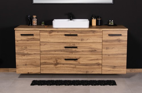 Elegancka szafka łazienkowa 180 cm w matowym kolorze naturalnego dębu