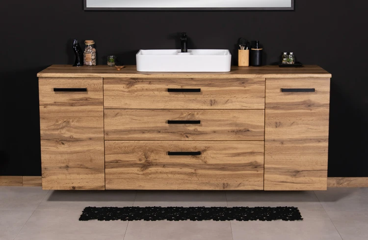 Elegancka szafka łazienkowa 180 cm w matowym kolorze naturalnego dębu