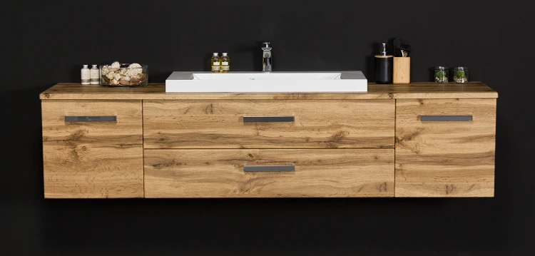 Elegancka szafka łazienkowa w kolorze naturalnego dębu Fokus New