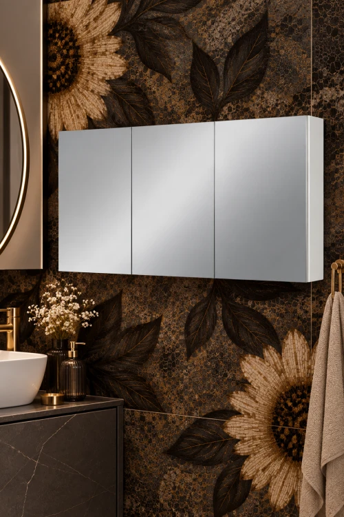 Biała podwieszana szafka z lustrem 120 cm
