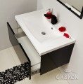 Elegancka czarna szafka wraz z białą dolomitową umywalką