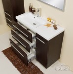 Pakowna szafka łazienkowa kolor wenge z białą umywalką Clever-900L