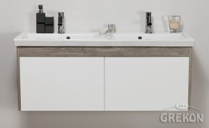 Szafka łazienkowa biała 120cm PLATUM z umywalką