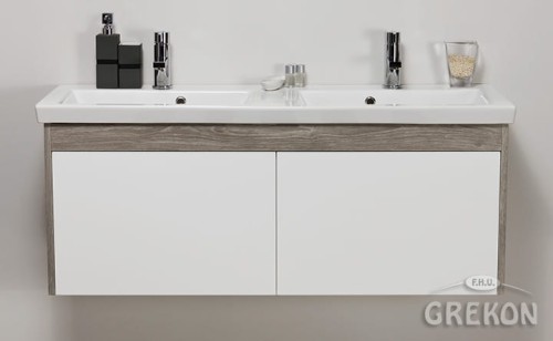 Szafka łazienkowa Platum pust to open w kolorze biało szarym