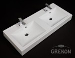 Podwójna biała dolomitowa umywalka UFKS-1200D