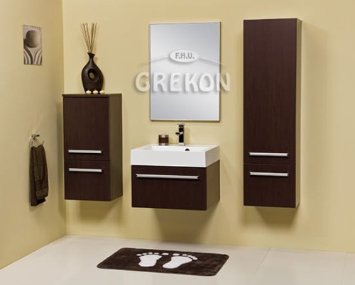 Eleganckie meble łazienkowe matowe kolor wenge
