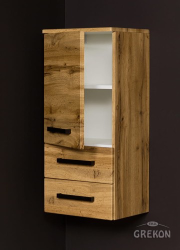 Regał łazienkowy dąb naturalny 40x89cm FOKUS LOFT z dwiema szufladami