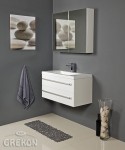 Szafka z lustrem FKS-B-WL80/65, szafka pod umywalkę FKS-B-U80/39/2 + umywalka Clever-800