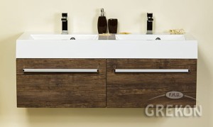 Szafka łazienkowa antyczne drewno 120cm FOKUS z umywalką podwójną