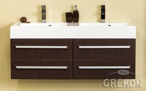 Szafka łazienkowa wenge mat 120cm FOKUS z umywalką podwójną