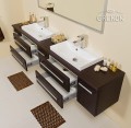 Elegancka i stylowa szafka w kolorze wenge z dwiema umywalkami