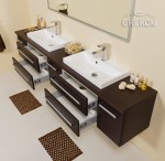 Elegancka i stylowa szafka w kolorze wenge z dwiema umywalkami