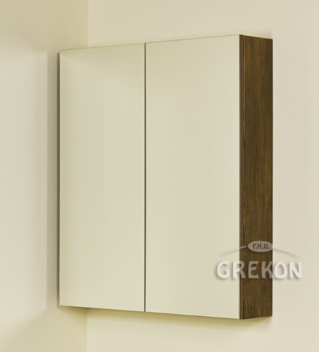 Dwudrzwiowa szafka z lustrem z korpusem w kolorze antyczne drewno