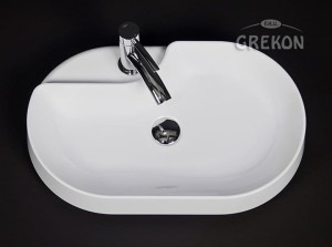 Umywalka dolomitowa ROUND-600C biała