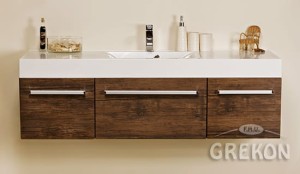 Szafka łazienkowa antyczne drewno 140cm FOKUS z umywalką