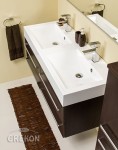 Matowa szafka łazienkowa 120 cm w kolorze wenge z dwukomorową umywalką