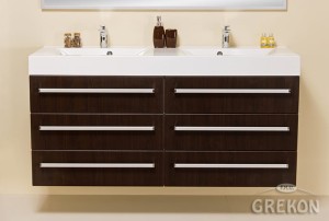 Szafka łazienkowa wenge mat 140cm FOKUS z umywalką podwójną