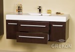 Szafka wenge mat 120 cm z białą dolomitową umywalką