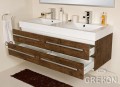 Antyczne drewno szafka łazienkowa 140 cm wraz z dwukomorową umywalką